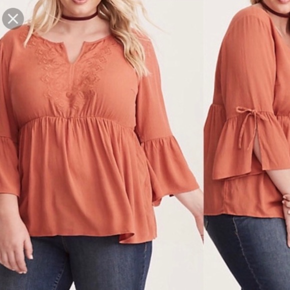 orange peasant top